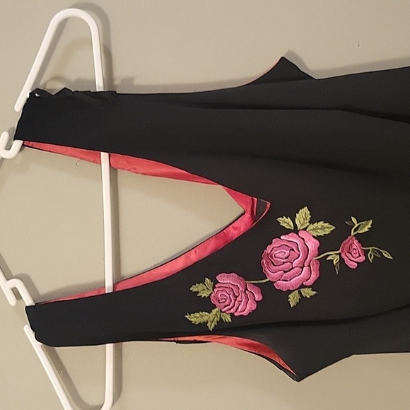 Formal Black Flowered Dress - Picture 2 of 5